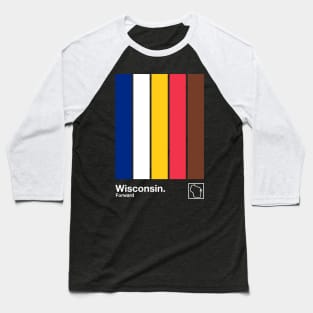 Wisconsin State Flag // Original Minimalist Artwork Poster Design Baseball T-Shirt